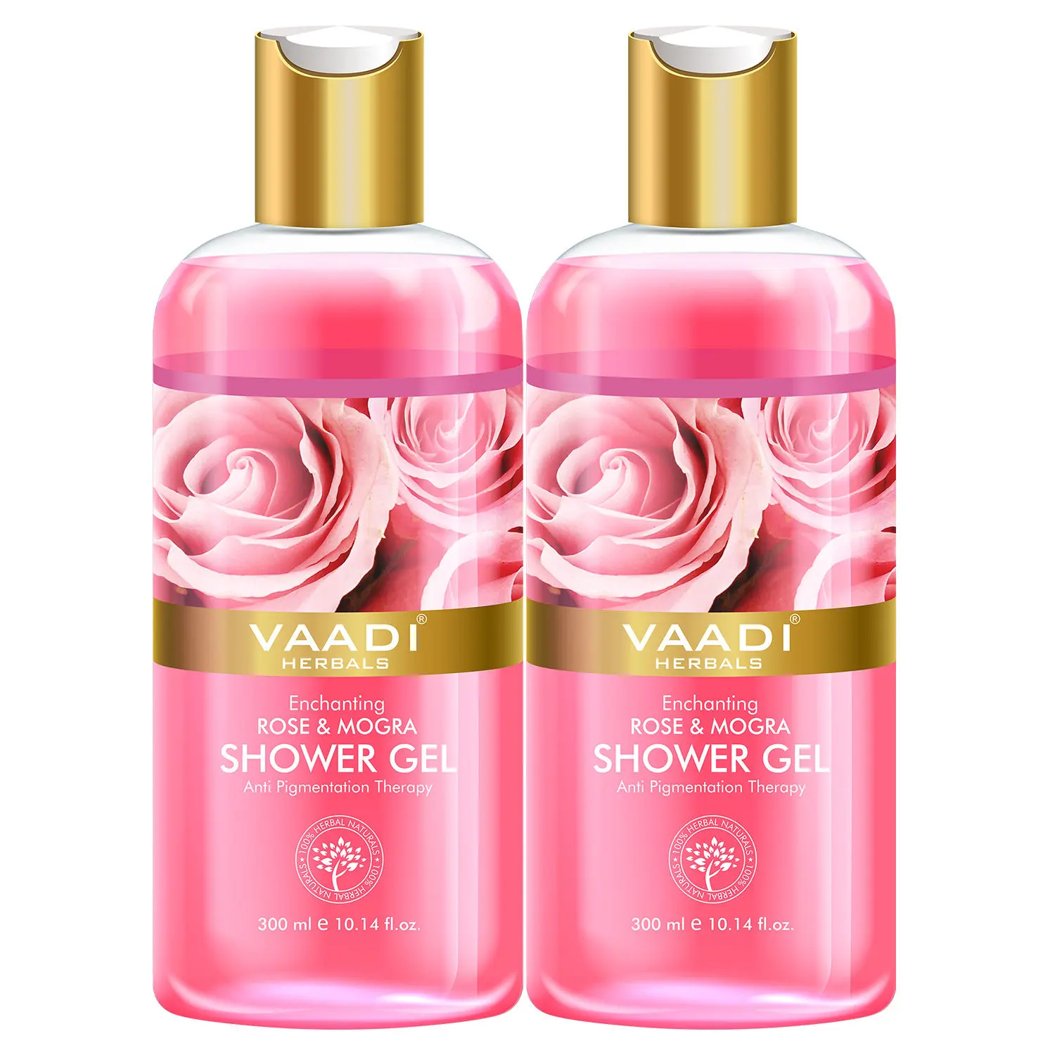 Vaadi Herbals Enchanting Rose & Mogra Shower Gel Value Pack of 2 (300 ml x 2)