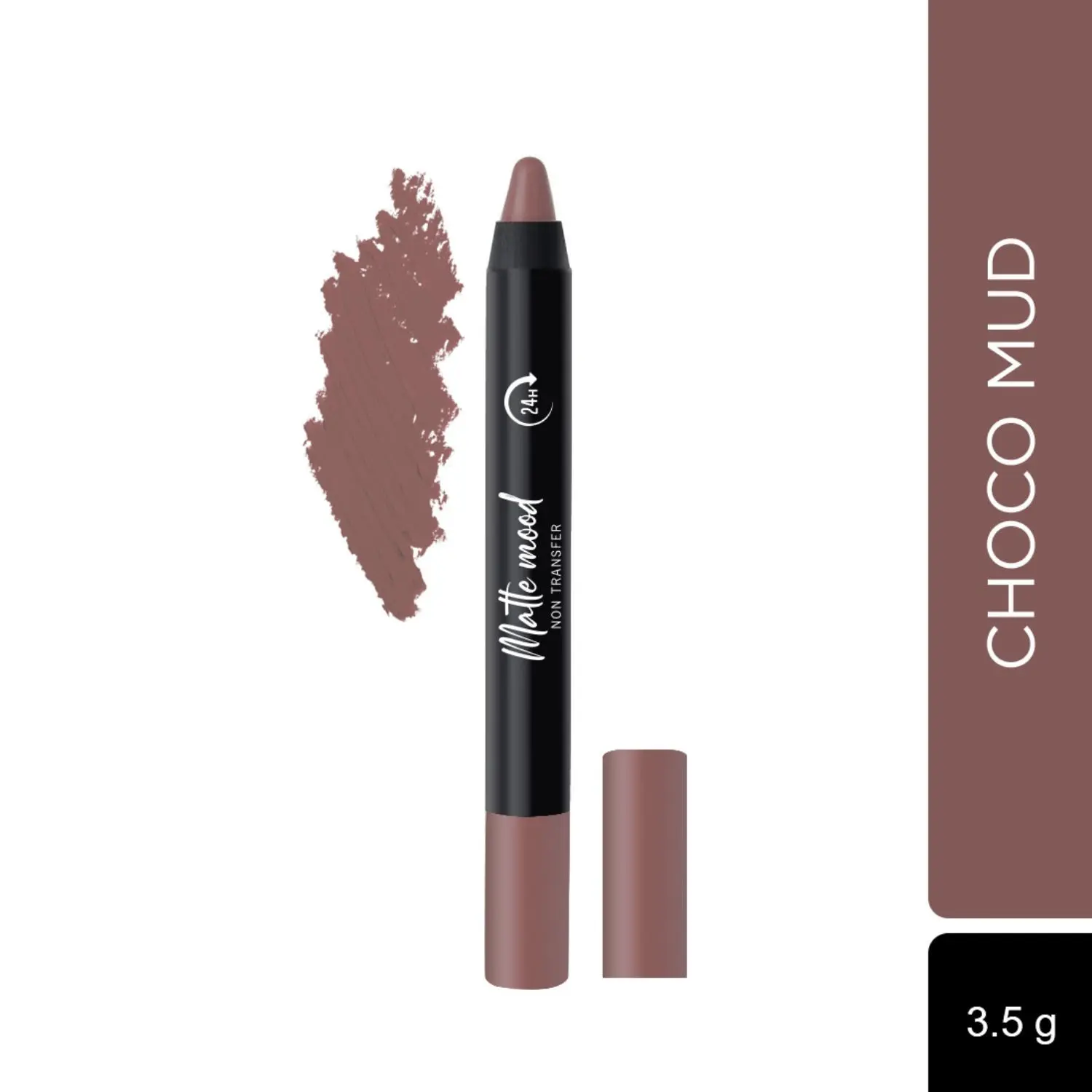 Seven Seas Matte Mood Non Transfer Crayon Lipstick 24Hrs Stay Choco Mud 3.5G