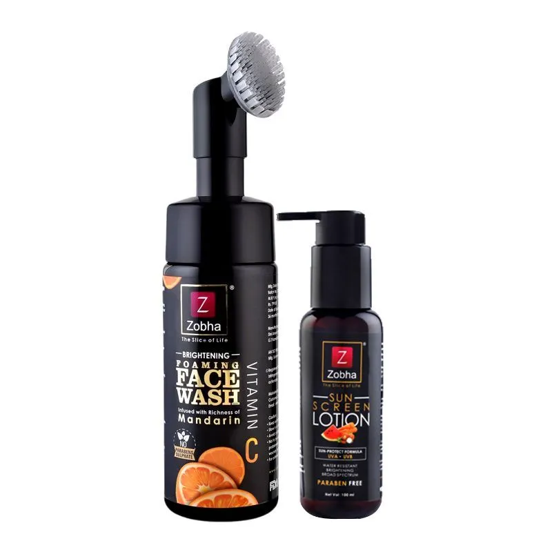 Zobha Sun Protection Combo - Mandarin Facewash + Sunscreen Lotion