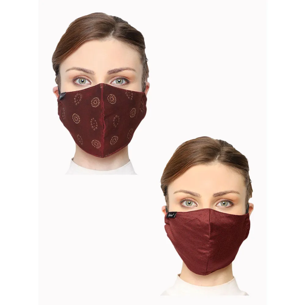 Anekaant Pack Of 2 Multicolor 3-Ply Reusable Poly Silk Fabric Fashion Mask