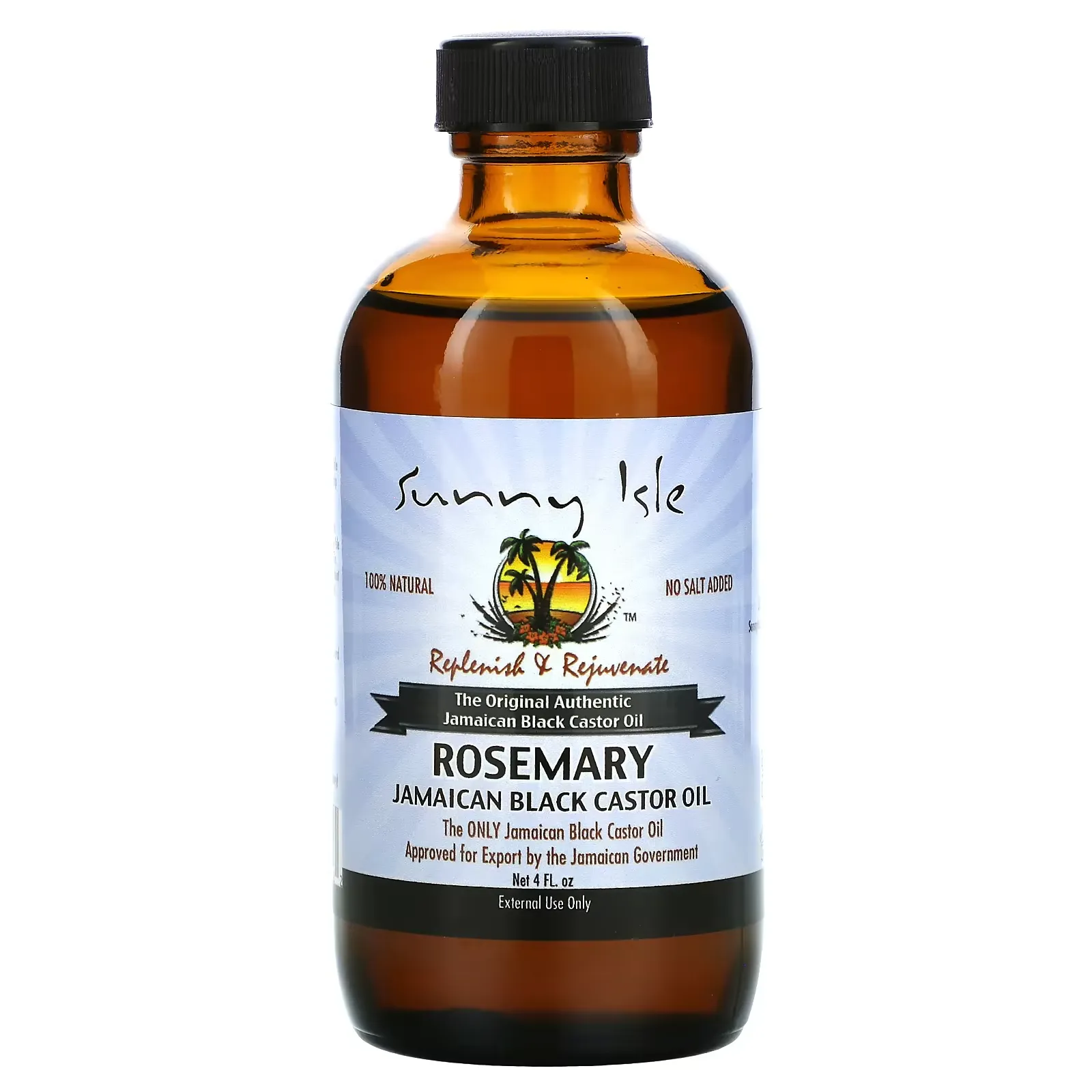 100% Natural Jamaican Black Castor Oil, Rosemary, 4 fl oz