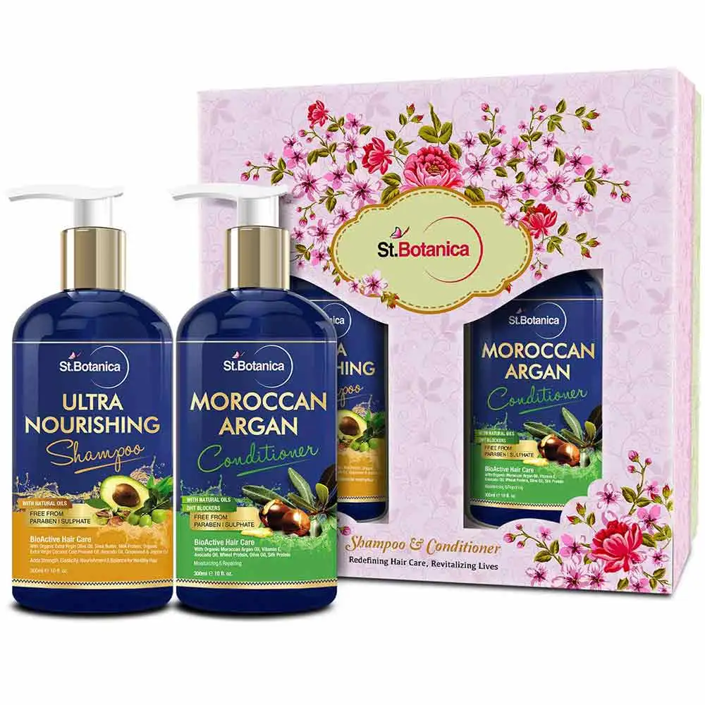 St.Botanica Hair Shampoo & Conditioner Combo Pack,  300 ml  Ultra Nourishing + Moroccan Argan