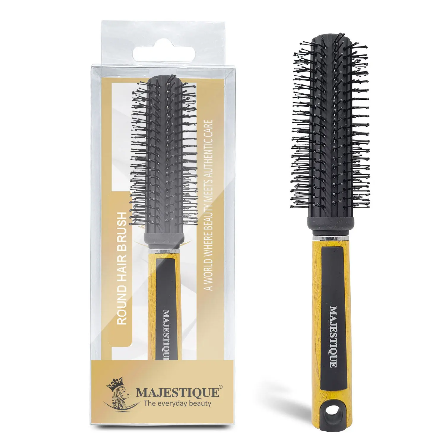 Majestique Round Hair Brush for Blow Drying HR 136 - Wet or Dry Hair, No More Tangle - Color May Vary