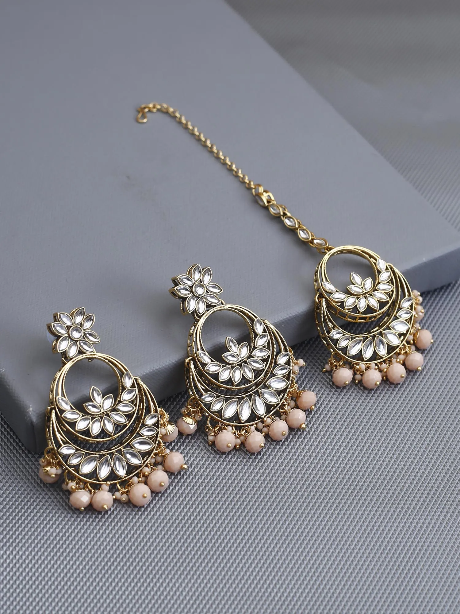 Bling Bag Peach Edna Maang Tikka Set