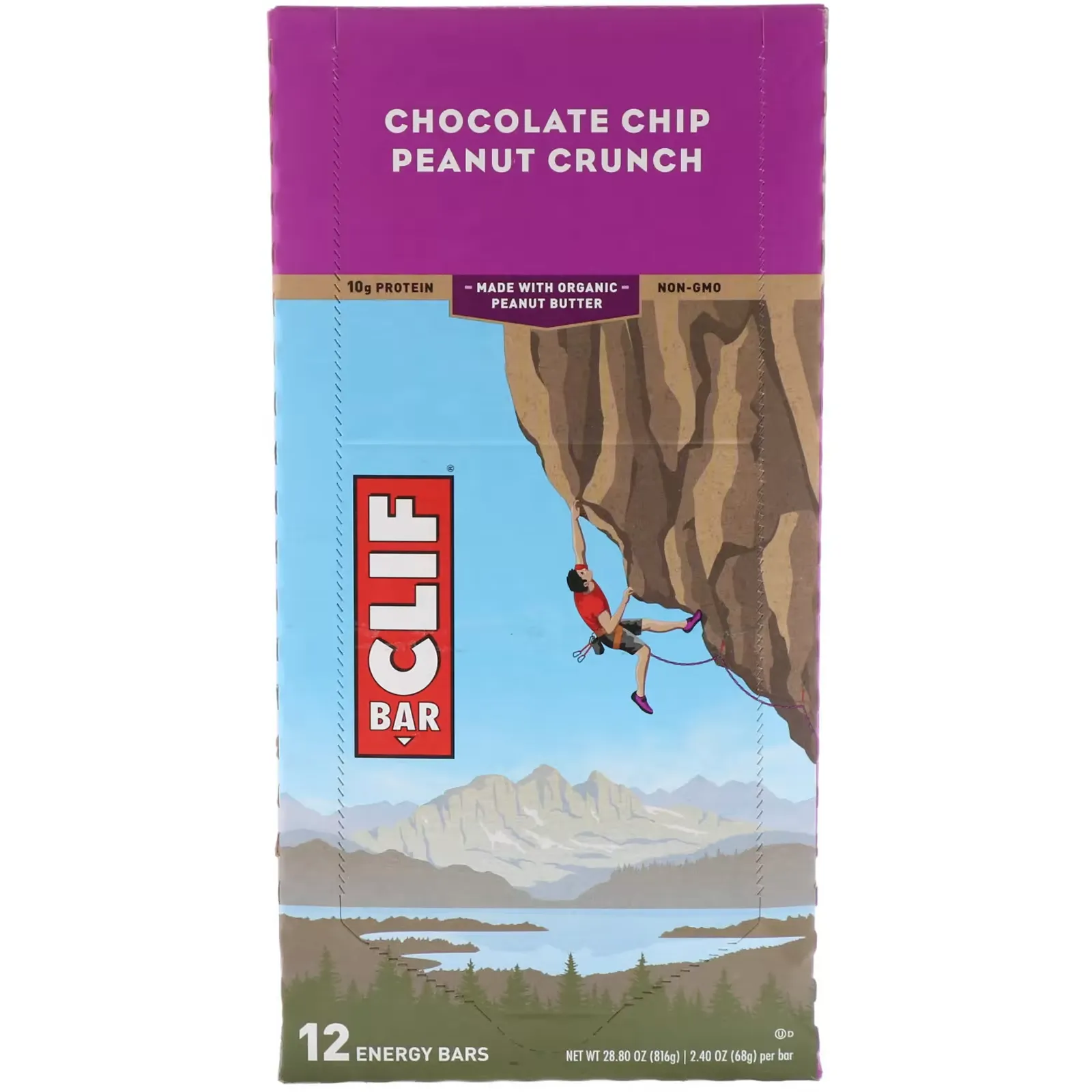 Energy Bar, Chocolate Chip Peanut Crunch, 12 Bars, 2.40 oz (68 g) Each