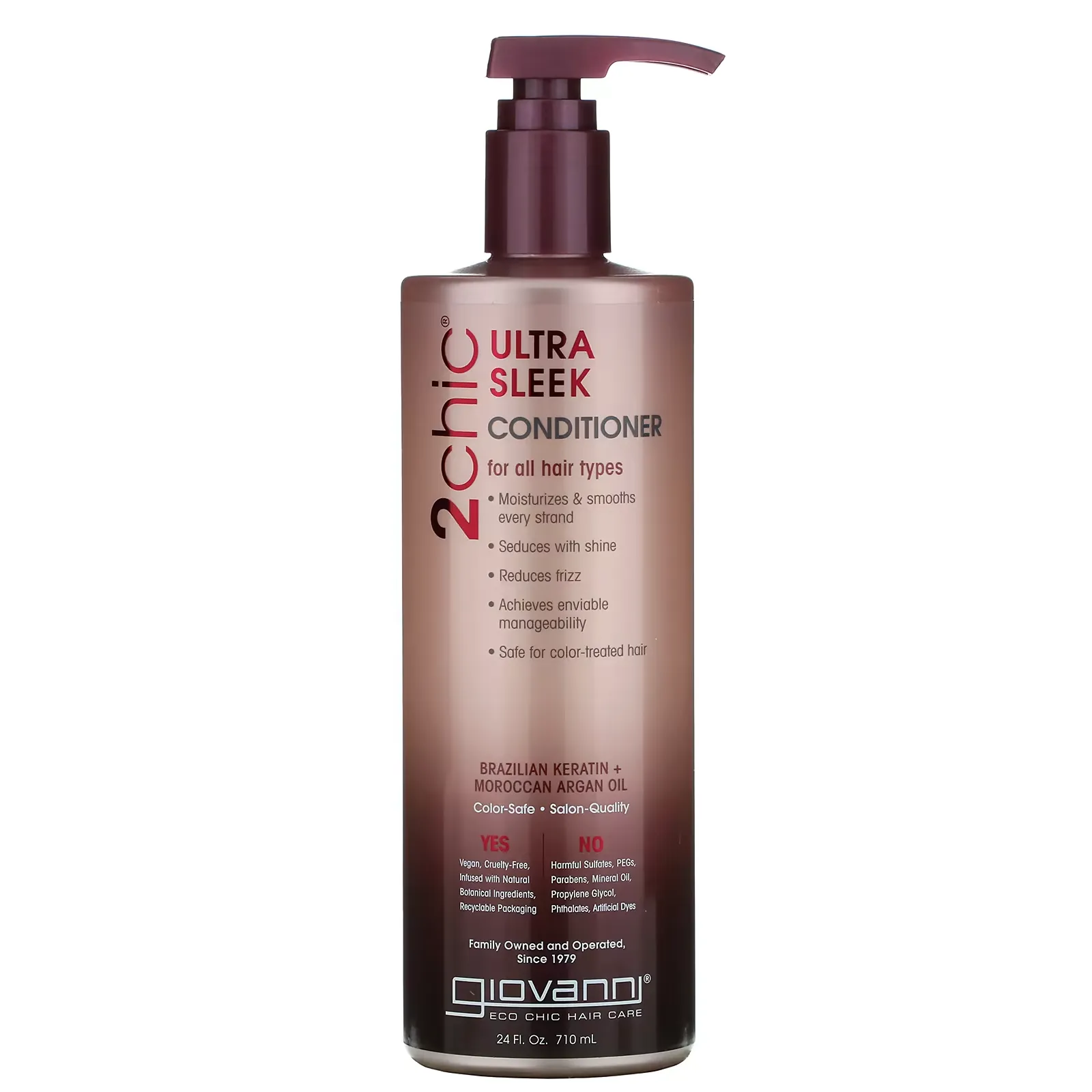 2chic, Ultra-Sleek Conditioner, For All Hair Types, Brazilian Keratin + Moroccan Argan Oil, 24 fl oz (710 ml)