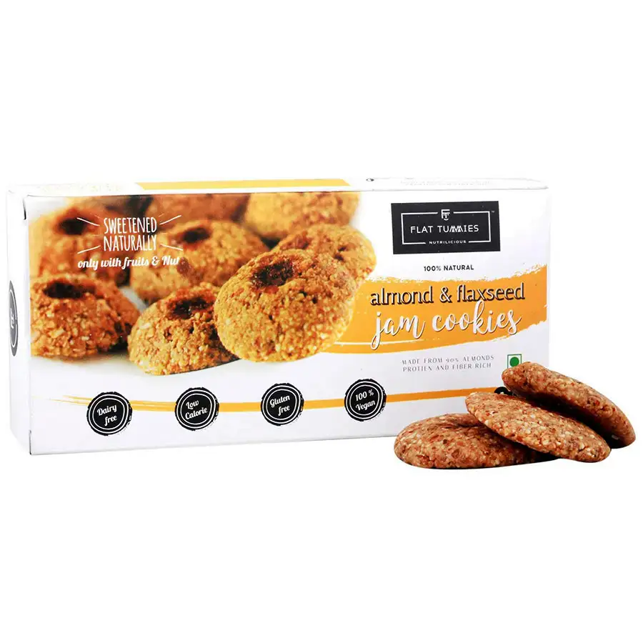 Flat Tummies Almond & Flaxseed Jam Cookies,  70 g  Unflavoured