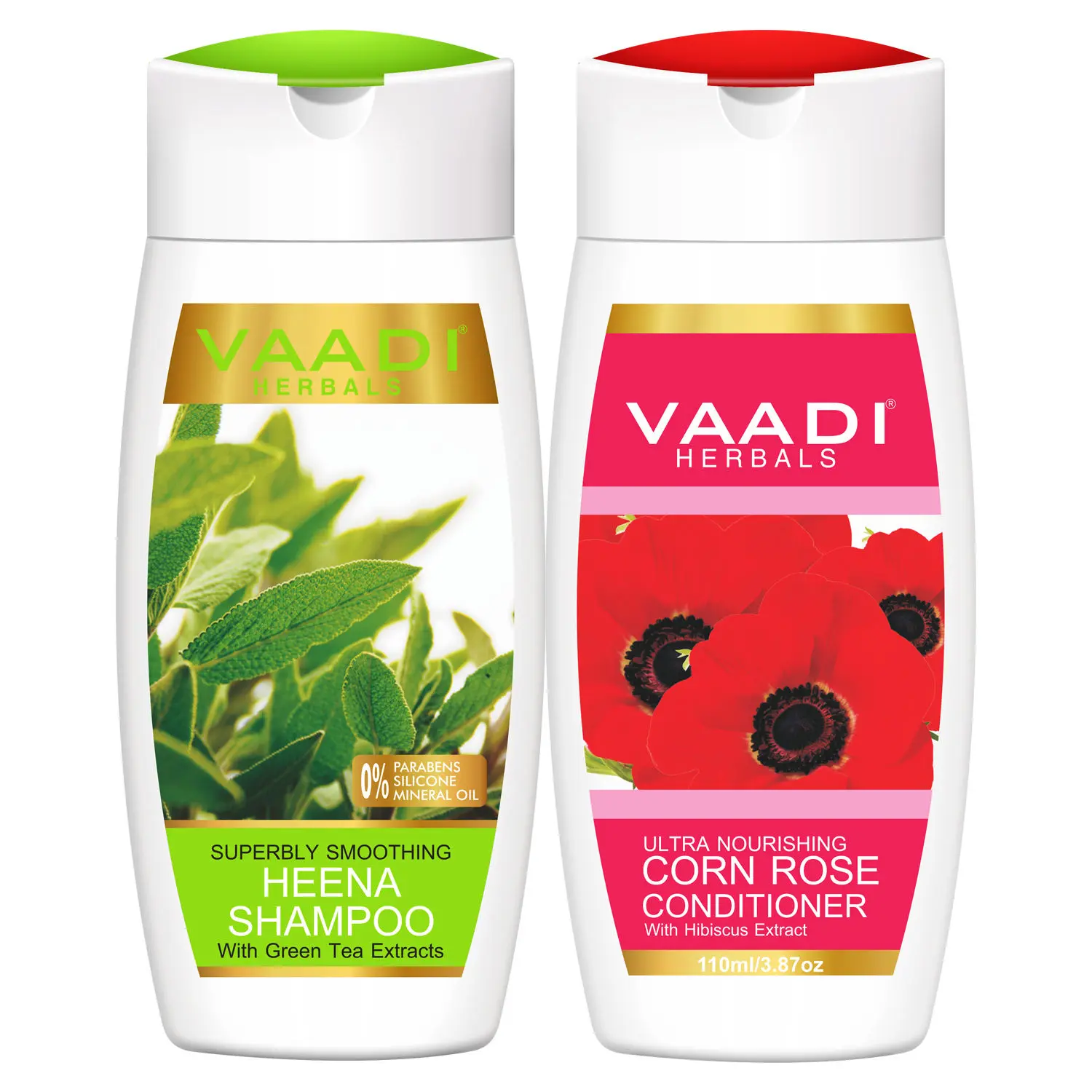 Vaadi Herbals Superbly Smooothing Heena Shampoo with Corn Rose Conditioner (110 ml x 2)