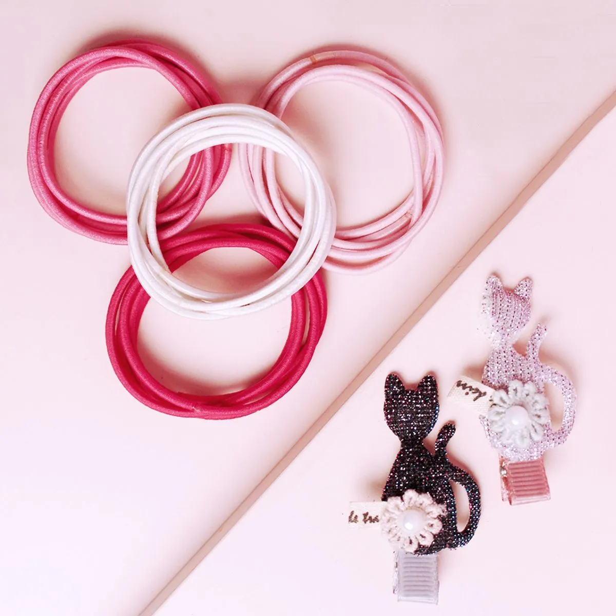 Lil' Star By Ayesha Kids Cat Hairclip & Rubber Band Set