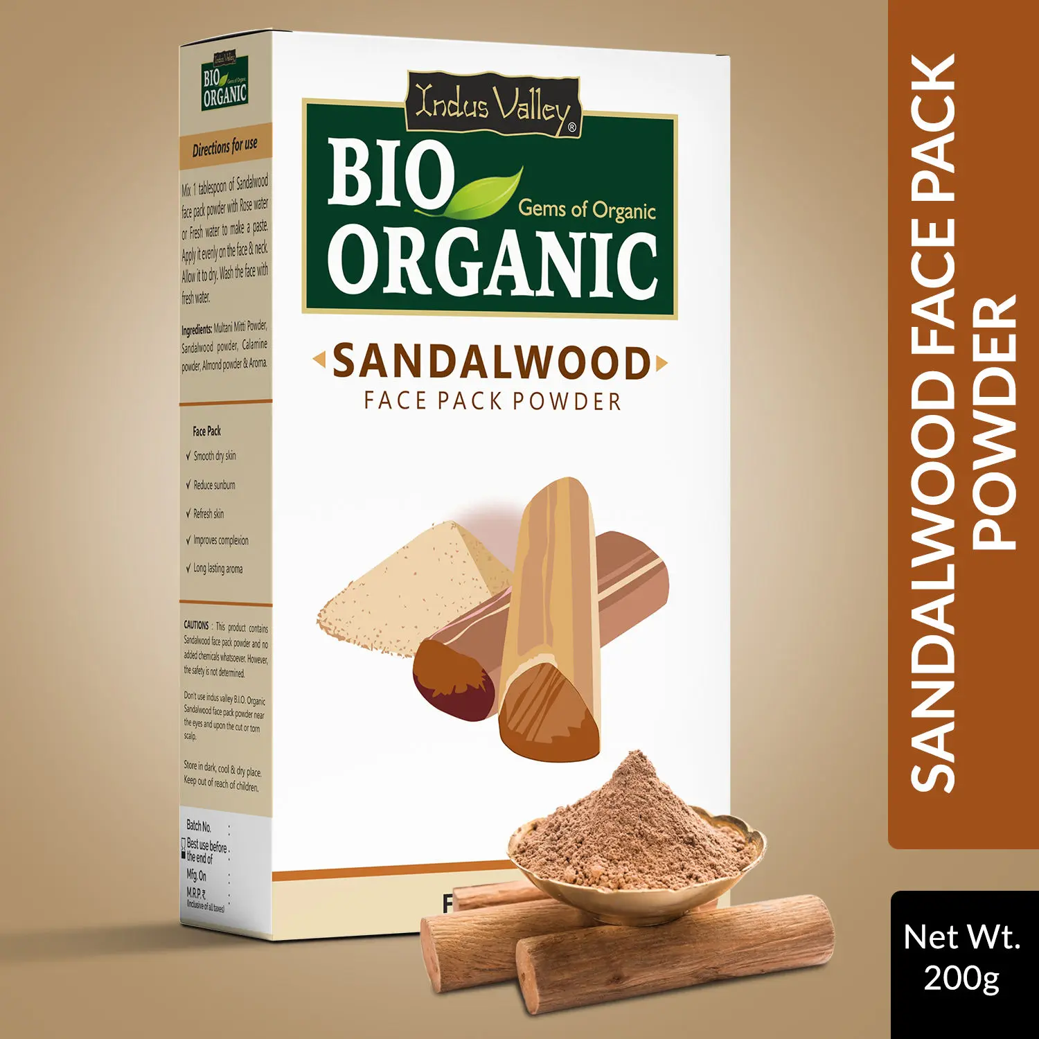 Indus Valley BIO Organic Sandalwood Face Pack Powder (200 g)