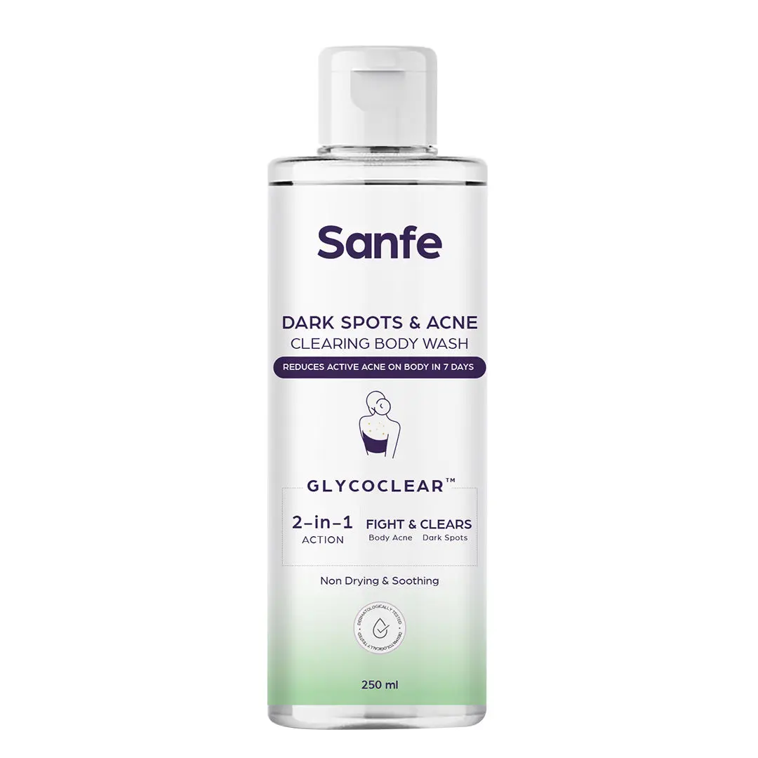 Sanfe Dark Spots & Acne Clearing Body Wash | Prevents Body Acne, Bumpy Skin & Fades Dark Spots250ml