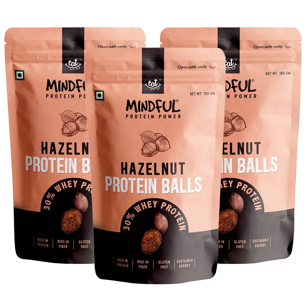 Eat Anytime Protein Balls,  100 g  Hazelnut Pack of 3