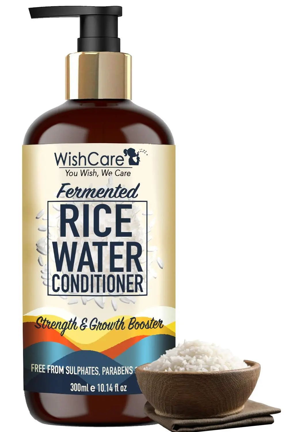 WishCare Fermented Rice Water Conditioner - Strength & Growth Booster - Free from Sulphates, Silicones & Parabens - For All Hair Types - (300 ml)