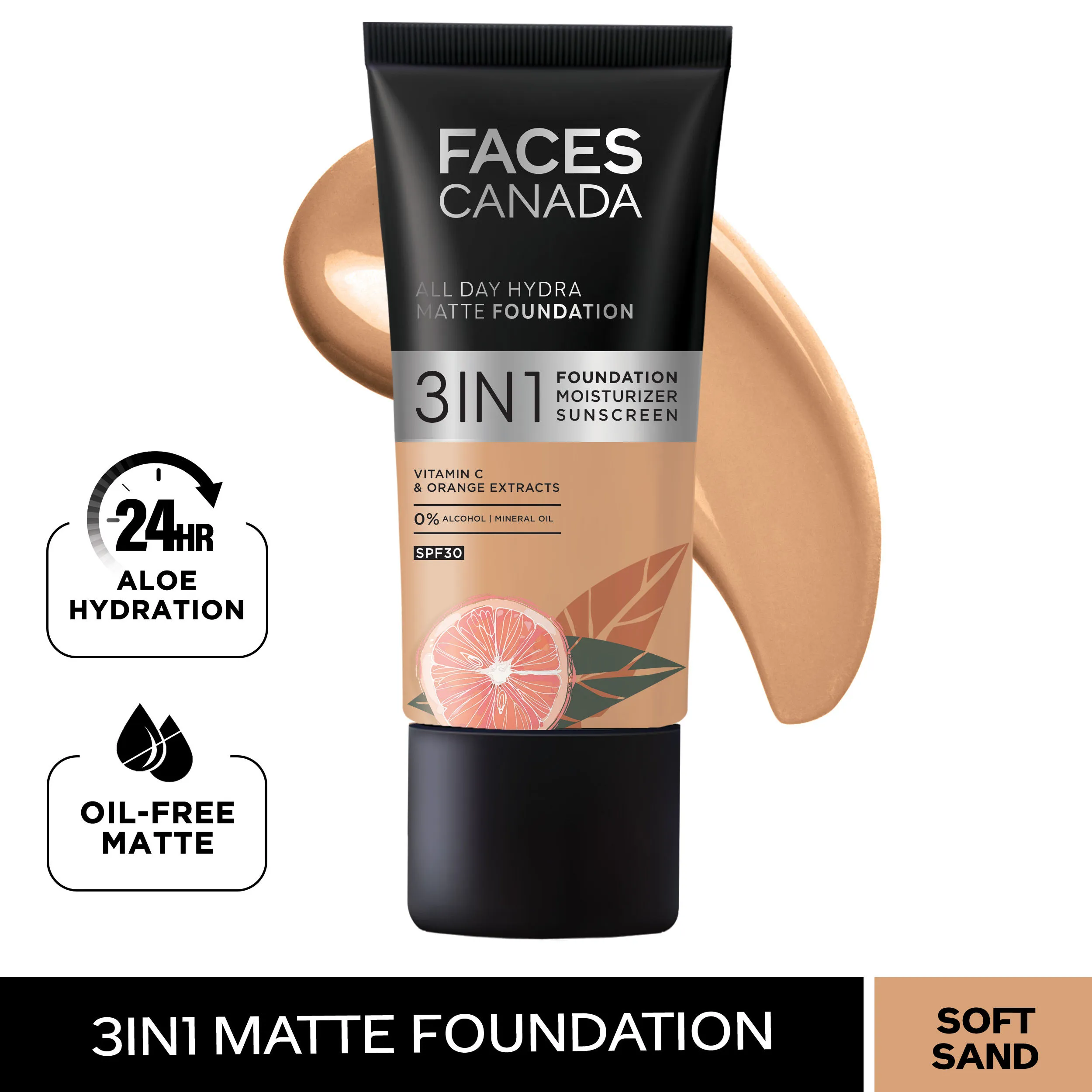 Faces Canada 3 In 1 All Day Hydra Matte Foundation - Soft Sand 041