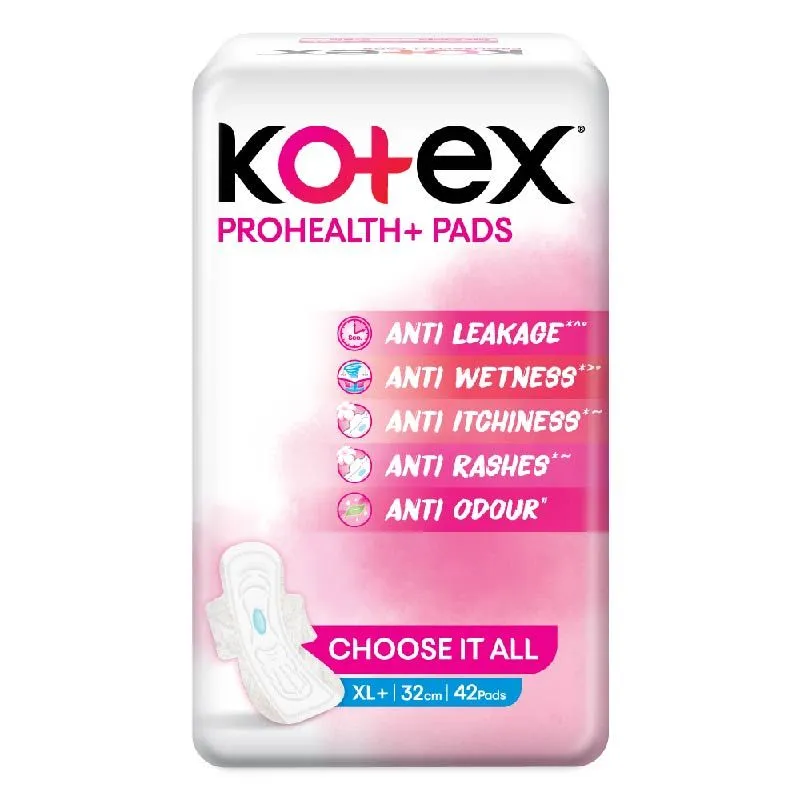 Kotex Prohealth+ Sanitary Pads For Women - Xl+ 42 Ultra-Thin Pads