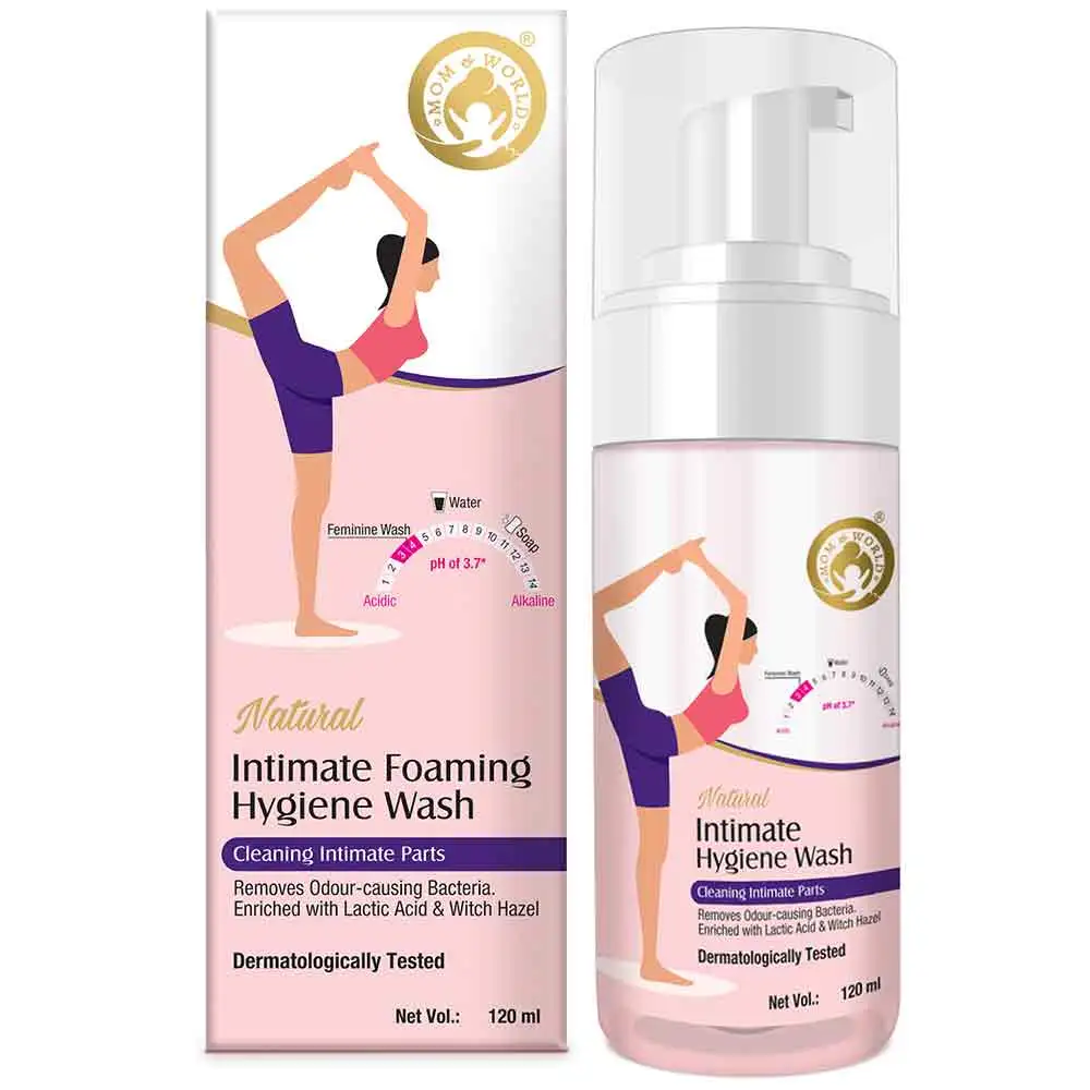 Mom & World Natural Intimate Foaming Feminine Hygiene Wash,  120 ml  Dermatologically Tested