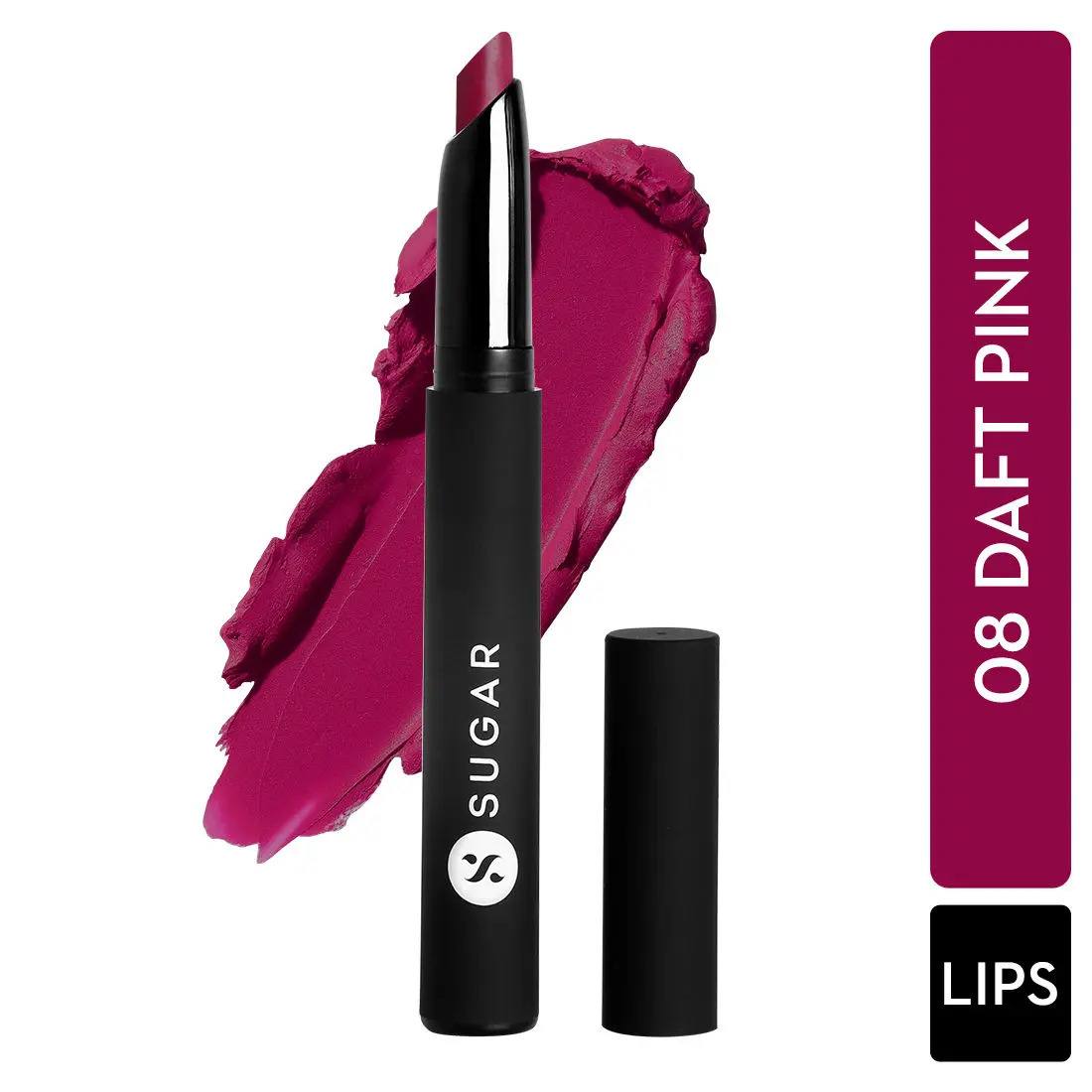 SUGAR Cosmetics - Matte Attack - Transferproof Lipstick - 08 Daft Pink (Deep Pink) - 2 gms - Transferproof Lipstick Matte Finish, Lasts Up to 8 hours