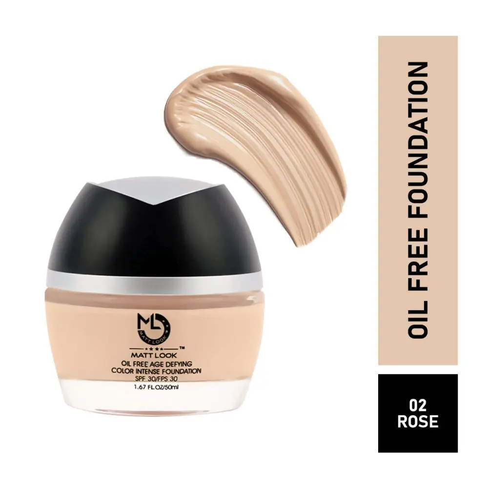 Matt look Oil Free Age Defying Colour Intense Foundation SPF 30/ FPS 30, Rose (50 ml)