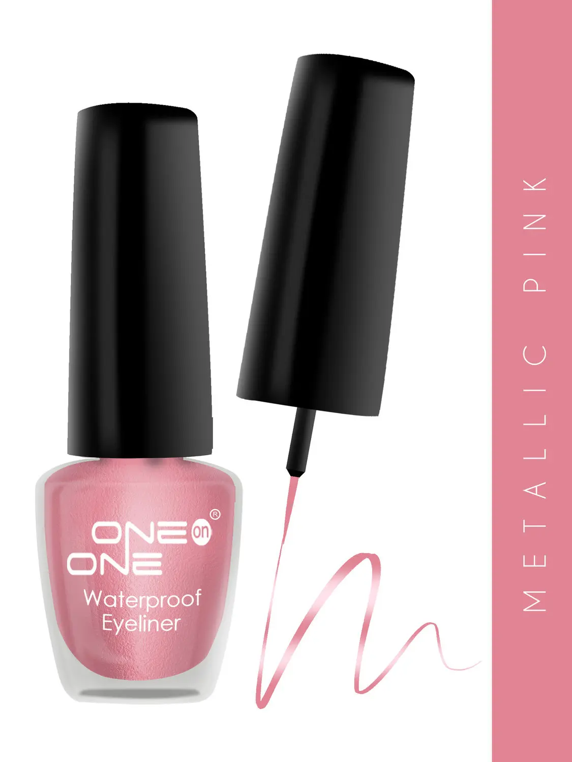 ONE on ONE 24 Hrs Long Lasting & Waterproof Eyeliner, Metallic Pink (5 ml)