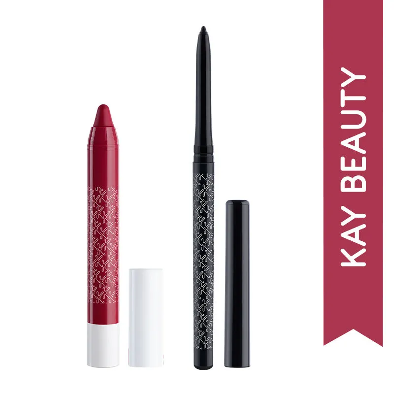 Kay Beauty Basic But Bold Combo- Waterproof 24 Hour Kajal + matte Lip Crayon - The After Party