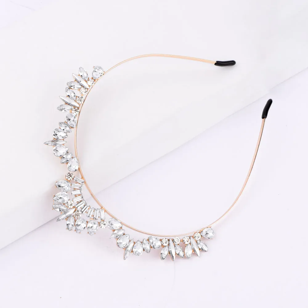 Ferosh Soraya White Crystal Tiara Hair Band