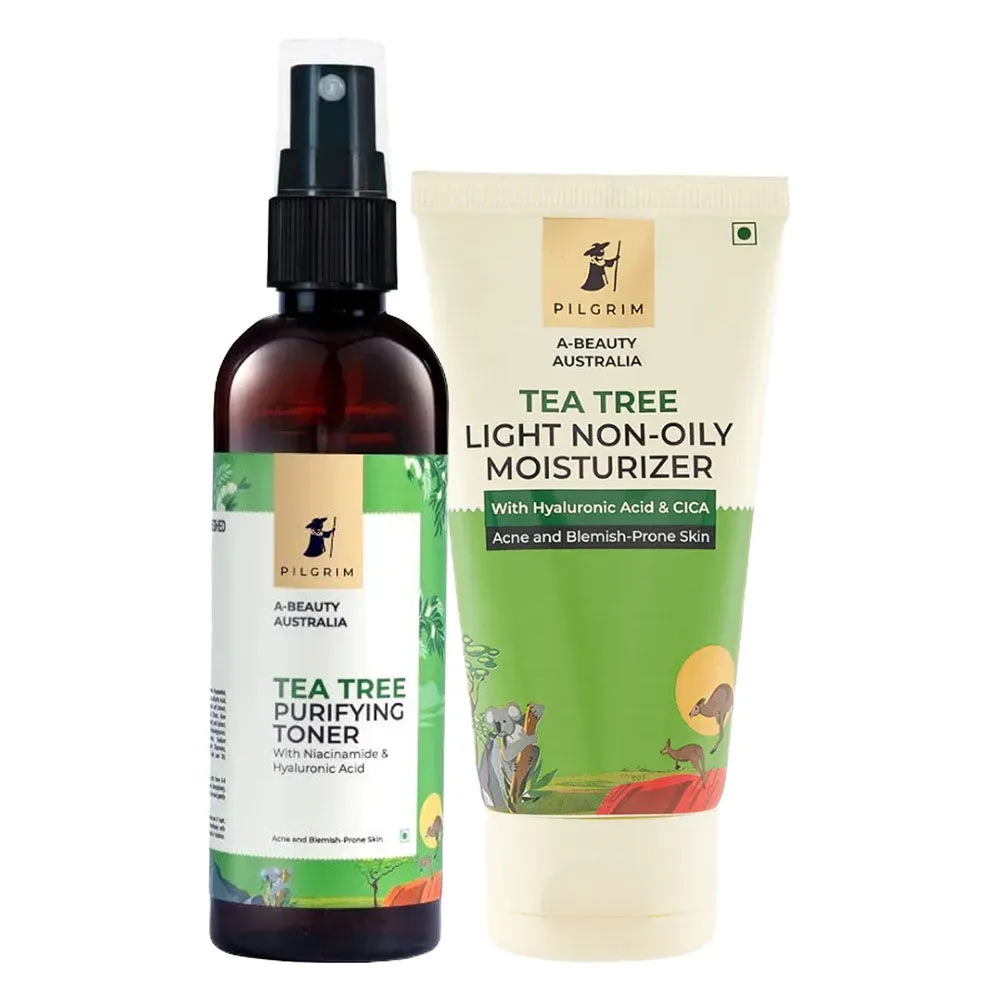 Pilgrim Tea Tree Face Care Combo With Face Wash, Toner, And Non-oily Moisturizer Combo