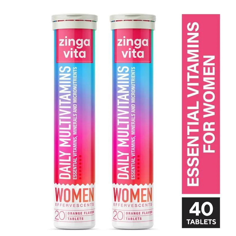 Zingavita Daily Multivitamins Effervescent Tablets For Hair, Skin & Nails - Buy 1 Get 1 Free