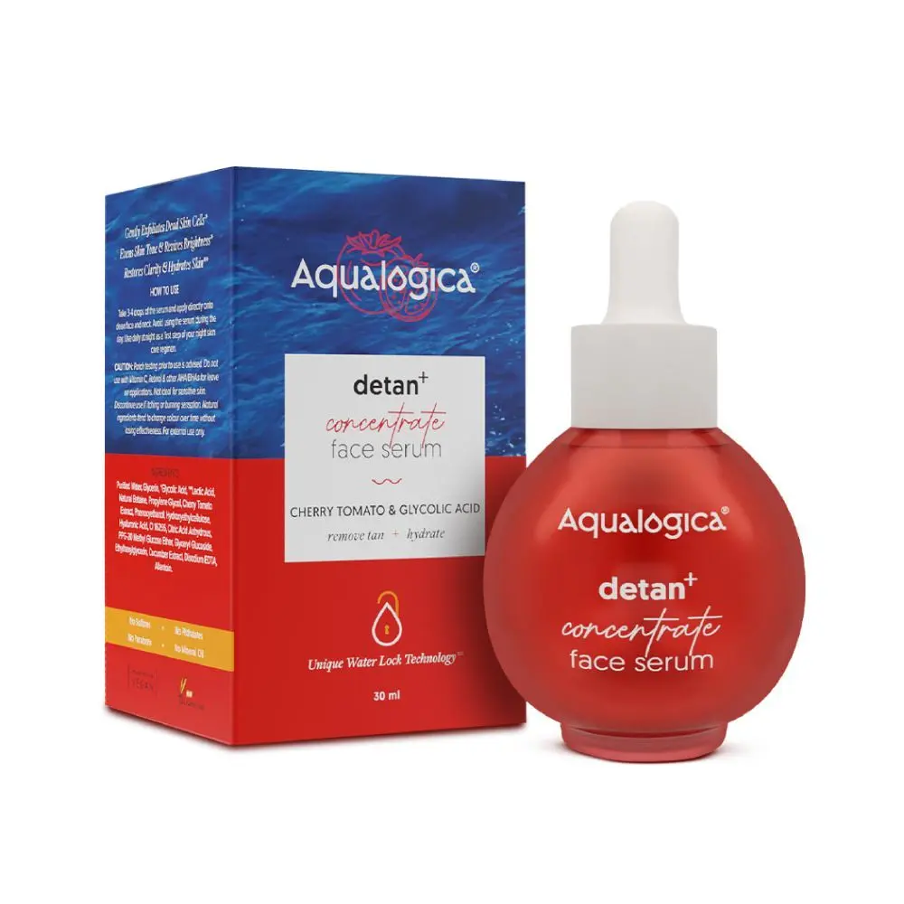 Aqualogica Detan+ Concentrate Face Serum with Cherry Tomato & Glycolic Acid for Tan Removal - 30ml