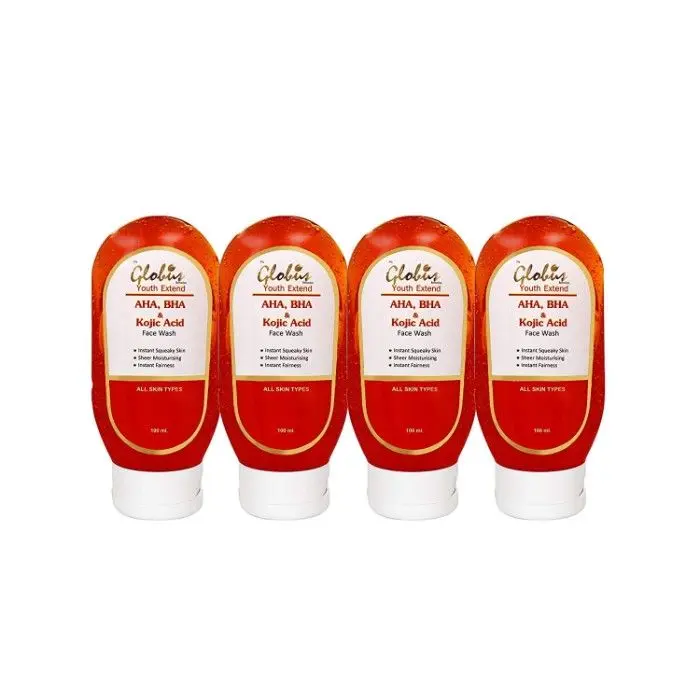 Globus Youth Extented - Exfoliating Face Wash Cleanser With Aha, Bha & Kojic Acid (100 ml) Pack Of 4