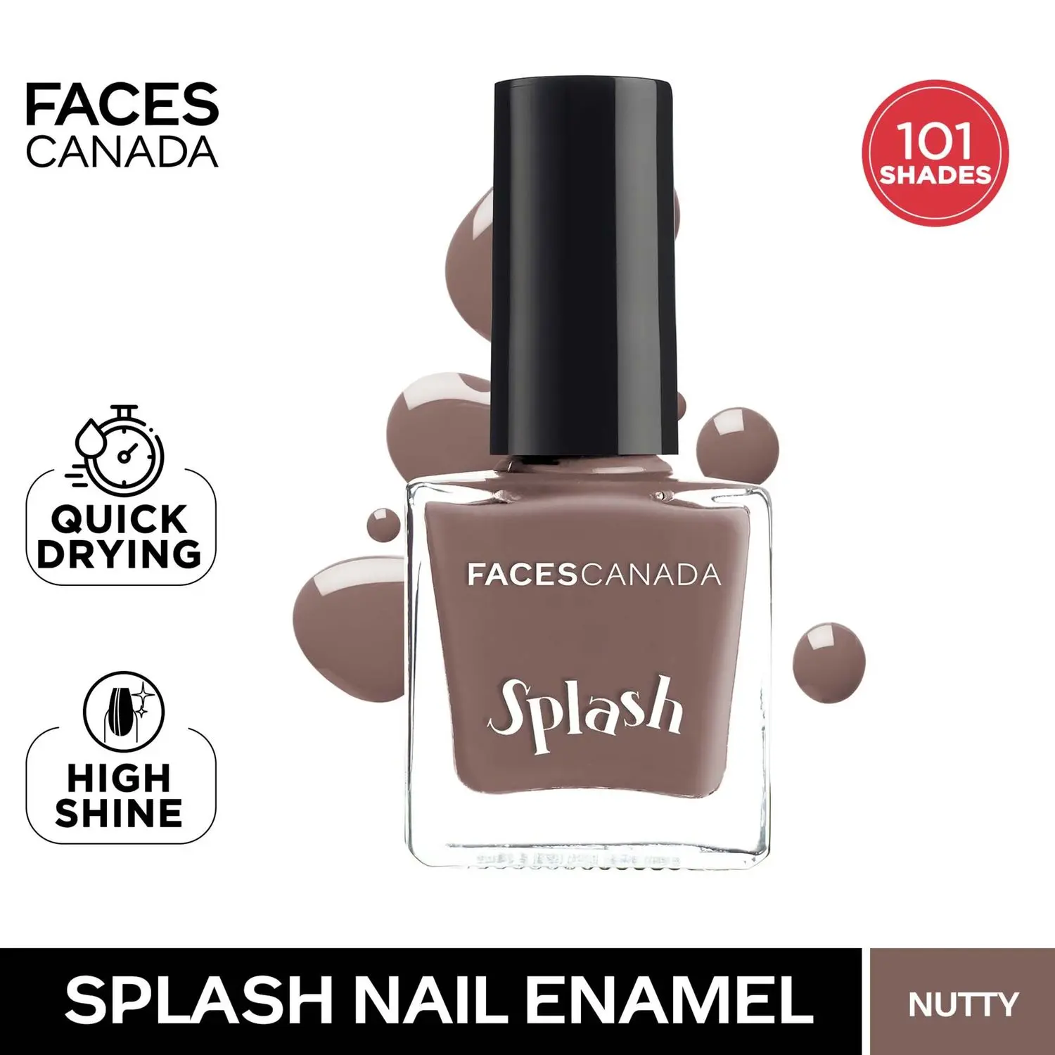 Faces Canada Ultime pro Splash | Fast Dry | High Shine | Long Lasting | No Chip Formula | No Harmful Chemicals | Shade - Nutty 8ml