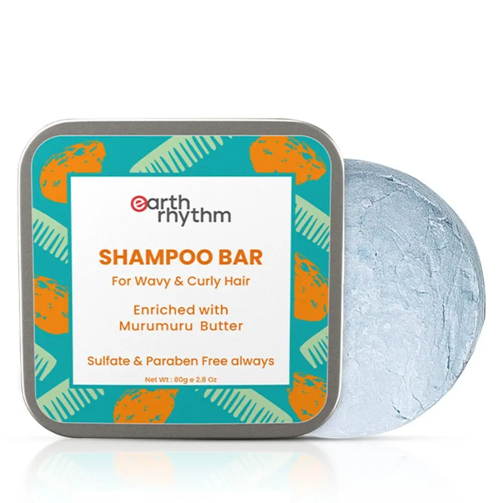 Earth Rhythm Murumuru Butter Shampoo Bar | Softens Hair, Tames Frizz, Deep Conditions Hair, Detangles Hair | for Wavy & Curly Hair | Men & Women | With Tin - 80 G