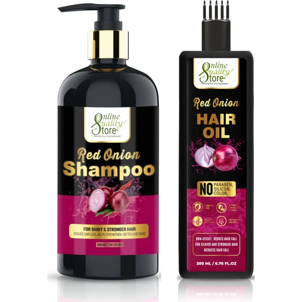 Online Quality Store Onion Oil Hair Care Kit for Hair Fall Control - Shampoo 300ml + Onion Hair Oil 200ml Natural Ingredients (Shampoo + Oil), 500ml{Combo_onionShampoo+Onion HAIRoil}