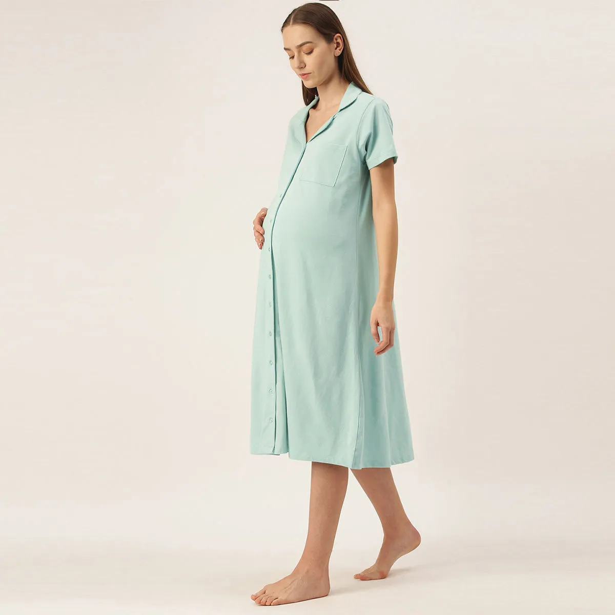 Nejo Feeding/Nursing Maternity Hospital Dress - Green (XL)