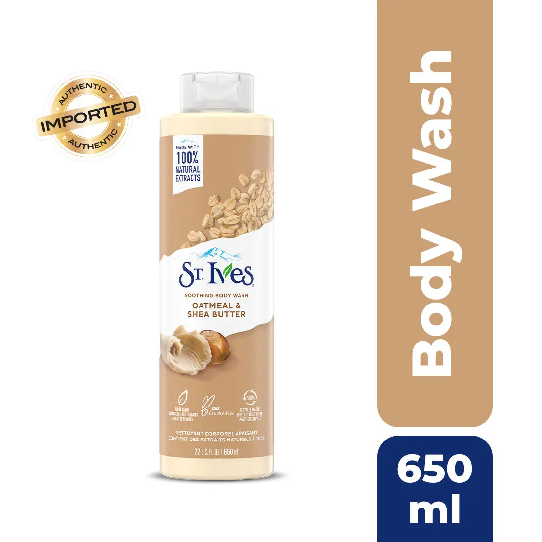 St. Ives Soothing Body Wash|Shower gel for women with Moisturizing extracts of Oatmeal & Shea Butter |100% Natural Extracts | Cruelty Free | Paraben Free |650ml