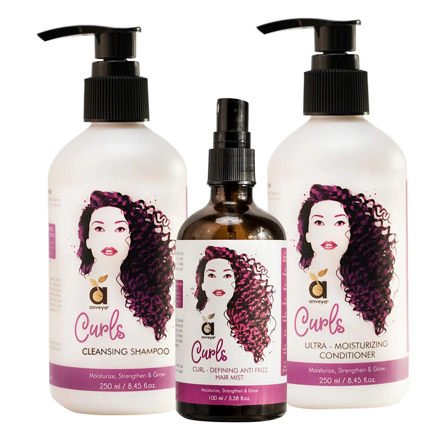 Anveya Curls Care Kit - Shampoo, Conditioner & Hair Mist: For Soft, Bouncy & Frizz-Free Curly Hair