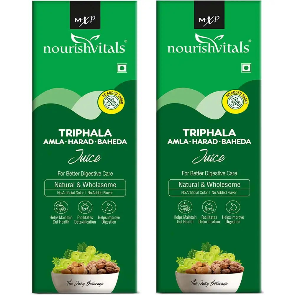 NourishVitals Triphala Amla Harad Baheda Juice,  Unflavoured (Pack of 2)  500 ml