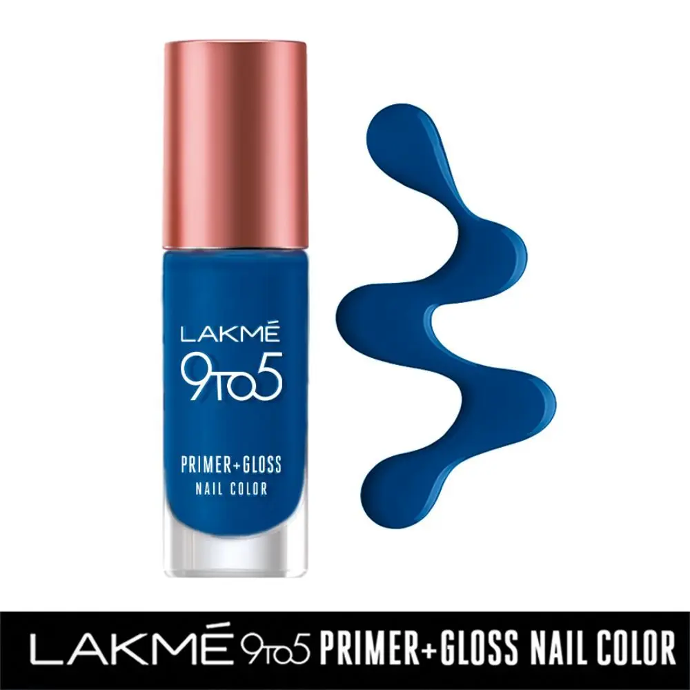 Lakme 9 to 5 Primer + Gloss Nail Colour, BlueOcean, 6ml