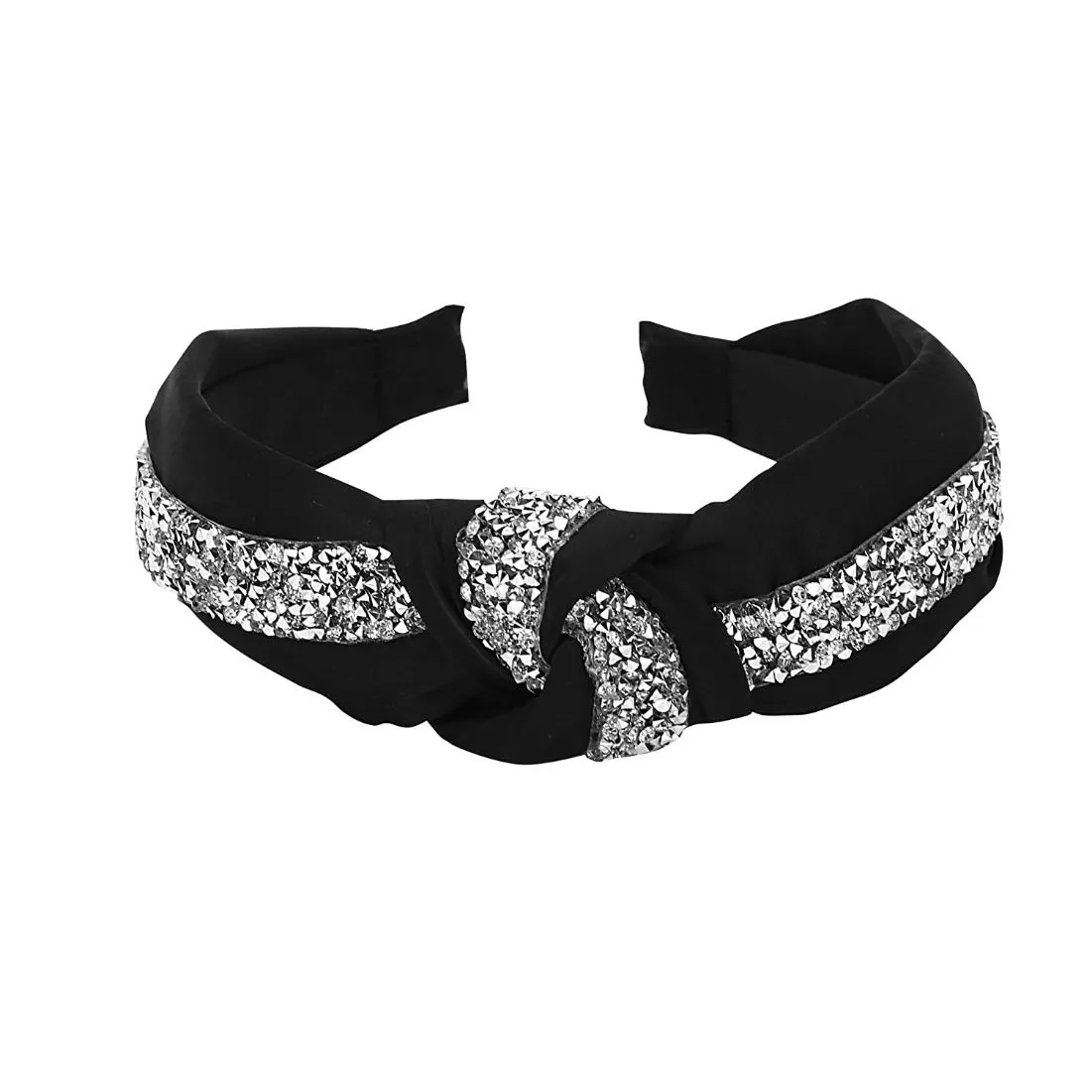 YouBella Hair Jewellery Crystal Studded Black Head Band (YBHAIR_41303)