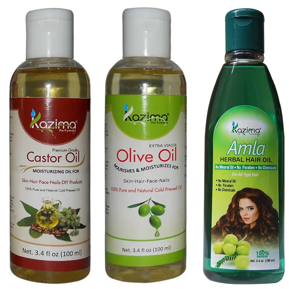 Kazima Olive Castor & Amla Oil (Each 100ml) Combo,  3 Piece(s)/Pack  All Type Hair & Skin