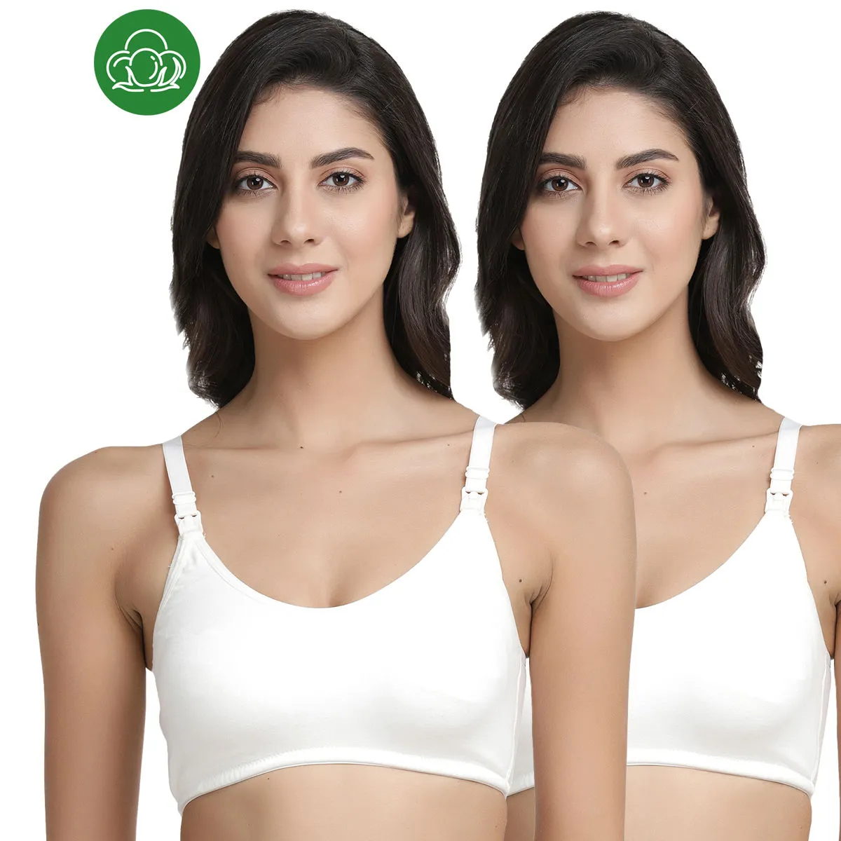 Inner Sense Organic Antimicrobial Soft Nursing Bra Combo of 2 - White (38C)