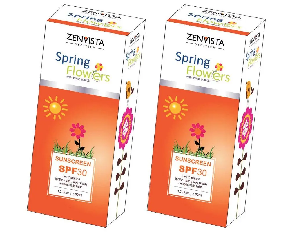 Zenvista Meditech Spring Flower Sunscreen SPF 30 with D Tanning cream & Sun Block (100ml) Pack of 2