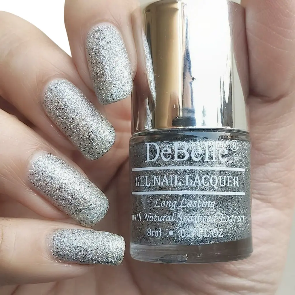 DeBelle Gel Nail Lacquer Estella (Silver with Black Glitter) - (8 ml)