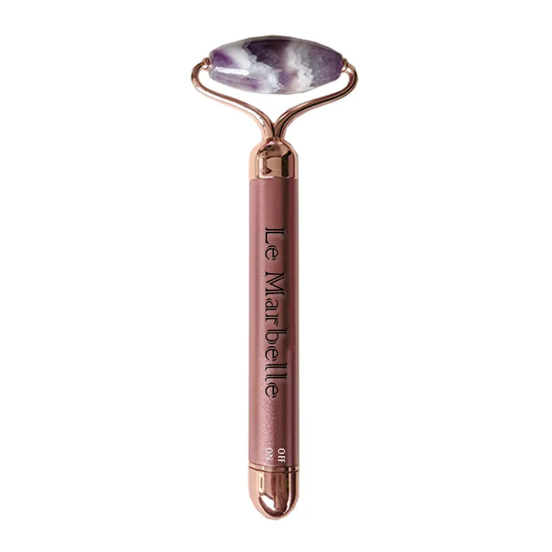 Le Marbelle Amethyst Vibrating Face Roller Face Massager For Face, Neck Glow & Skin Brightening