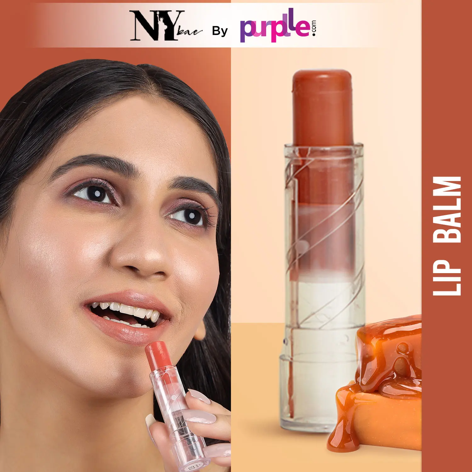 NY Bae Sweet Treats Lip Balm - Caramel 03 (4.8 g) | Brown | Enriched with Nourishing Oils & Vitamin E | Moisturizing | Ideal For Chapped Lips | Vegan