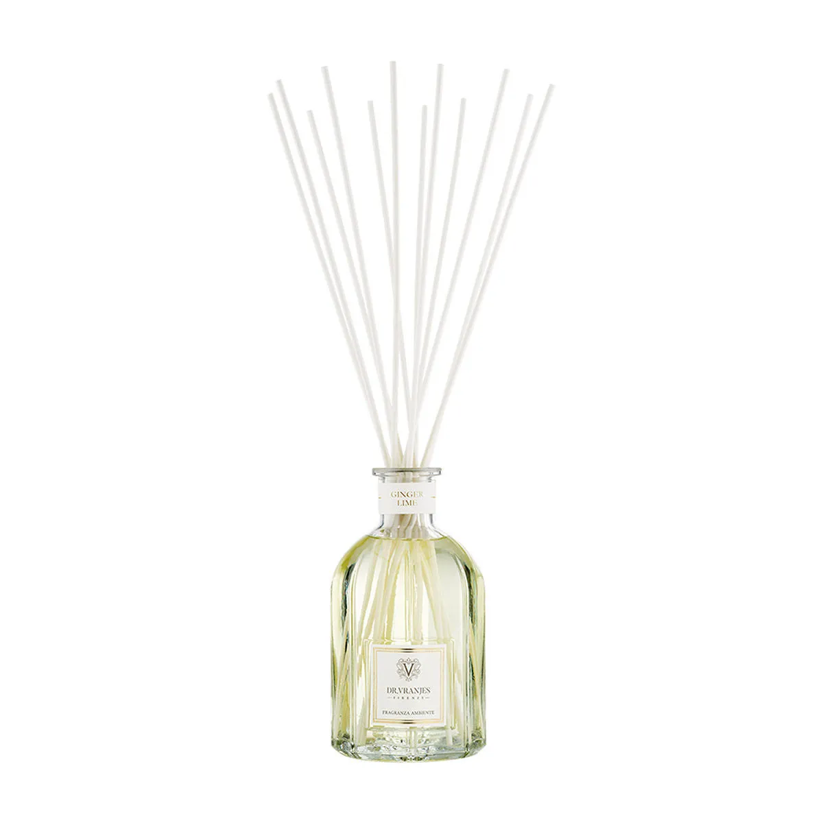 Dr.Vranjes Firenze Ginger Lime 500 ml Glass Bottle with White Rattan Sticks (Nr.12 - H.40)