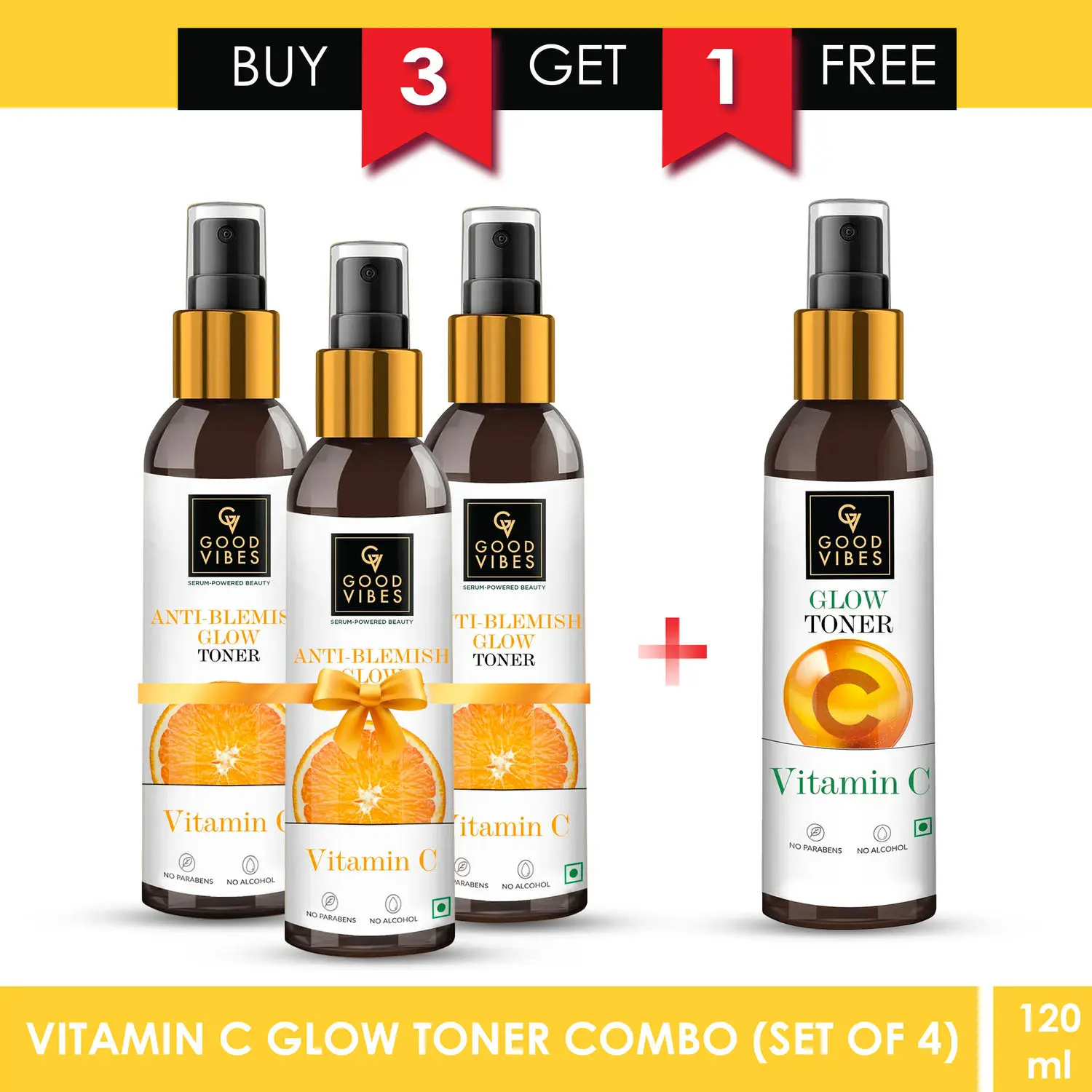 Good Vibes Anti Blemish Glow Toner Vitamin C with Power of Serum (120 ml) ( buy 3 get 1 free)