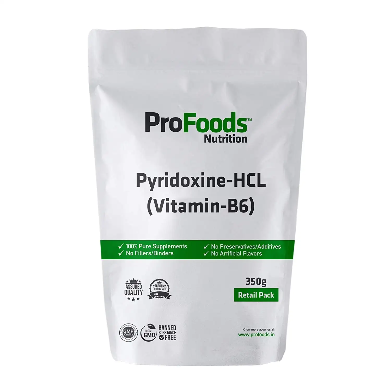 ProFoods Pyridoxine HCL (Vitamin B6) Powder,  350 g  Unflavoured