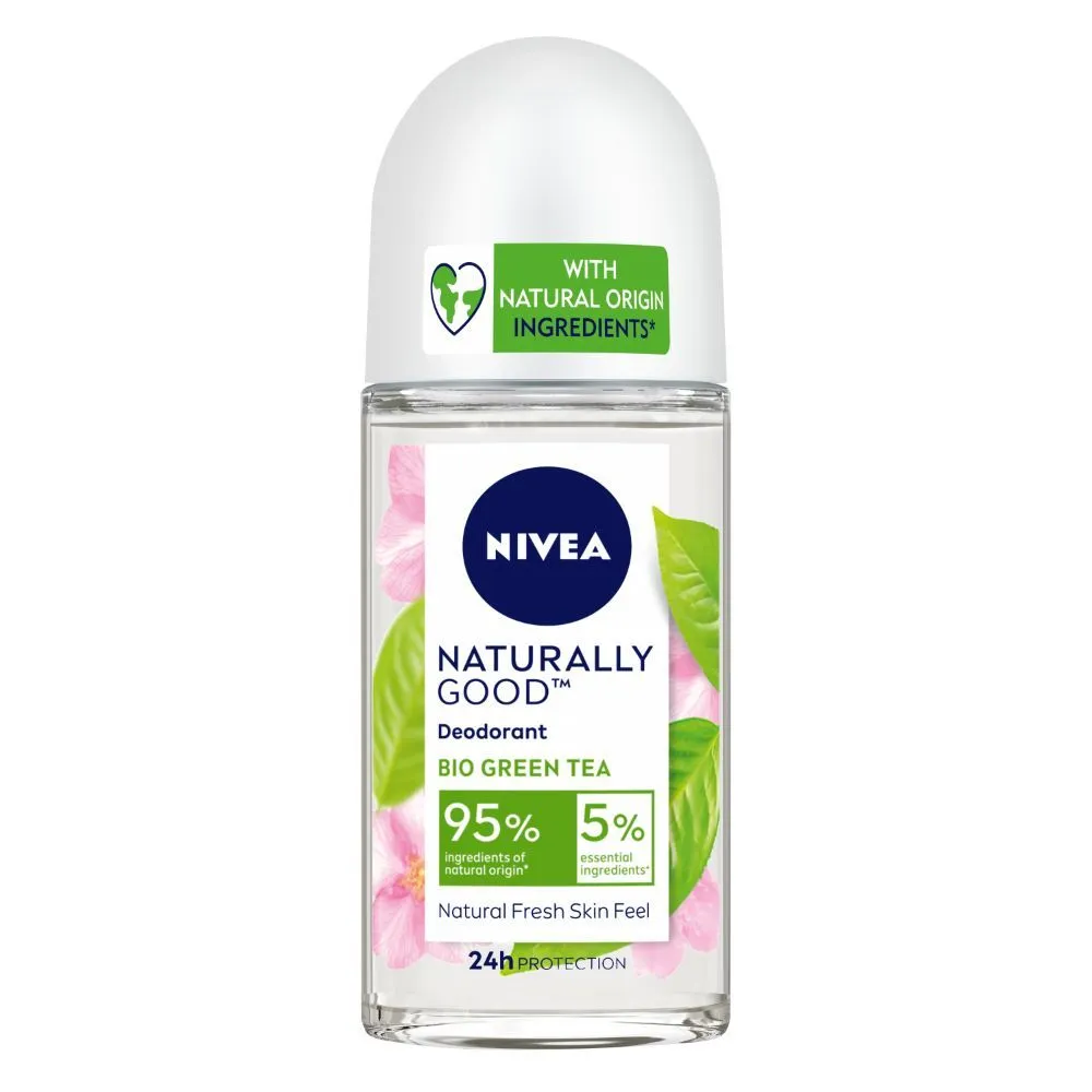 NIVEA Naturally Good Deodorant Roll On,Bio Green Tea with Natural Fresh Skin Feel,Vegan Formula