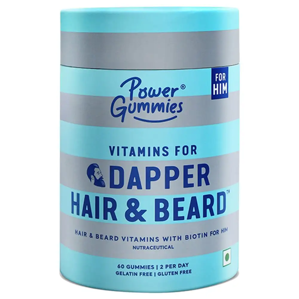 Power Gummies Vitamin for Dapper Hair & Beard,  60 gummies  Unflavoured