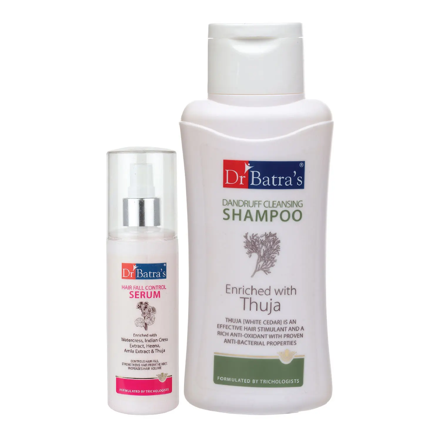 Dr Batra's Hair Fall Control Serum-125 ml and Dandruff Cleansing Shampoo - 500 ml